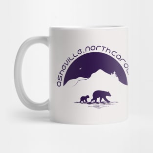 Momma Black Bear & Cubs - Asheville, NC - Purple 11 Mug